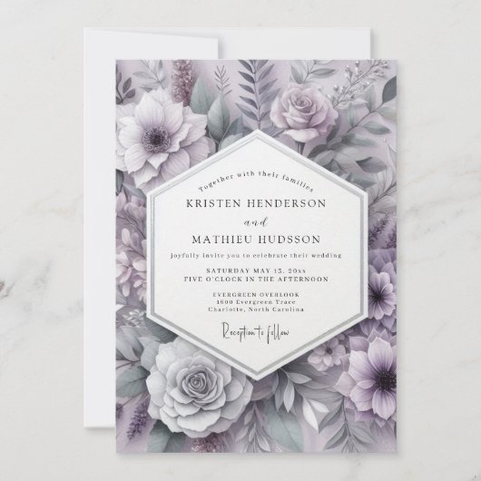 Invitation Mariage Romance Botanique Émeraude (Devant)