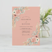 Invitation Mariage Romance Botanique Fleur de Pêcher (Debout devant)