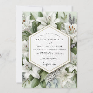 Invitation Mariage Romance Botanique Lily Blanche