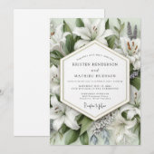 Invitation Mariage Romance Botanique Lily Blanche (Devant / Derrière)
