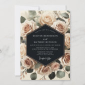 Invitation Mariage Romance Botanique Rose Crème (Devant)