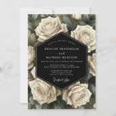 Invitation Mariage Romance Botanique Rose Crème (Devant)