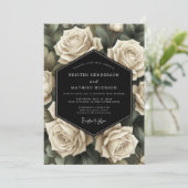 Invitation Mariage Romance Botanique Rose Crème (Debout devant)