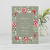 Invitation Mariage Romance Botanique Rose Tendre (Debout devant)