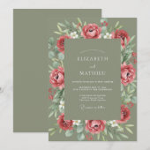Invitation Mariage Romance Botanique Rose Tendre (Devant / Derrière)