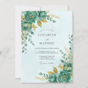 Invitation Mariage Romance Botanique Teal Bloom