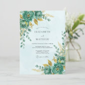 Invitation Mariage Romance Botanique Teal Bloom (Debout devant)