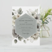 Invitation Mariage Romance Botanique Vert Atténué (Debout devant)