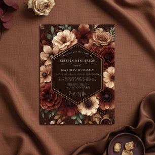Invitation Mariage Romance Bourgeois Rose Bourgogne