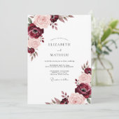Invitation Mariage Romance Bourguignon aux Roses (Debout devant)