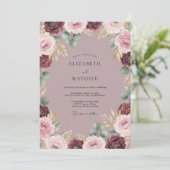 Invitation Mariage Romance Bourguignon Fleur Douce (Debout devant)