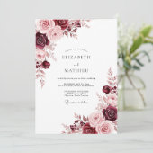 Invitation Mariage Romance Bourguignonne en Fleurs (Debout devant)