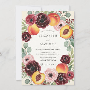 Invitation Mariage Romance Bourguignonne Fleur de Pêcher