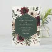 Invitation Mariage Romance Burgundy Bloom (Debout devant)