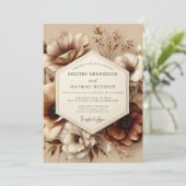 Invitation Mariage Romance d'Automne à Fleur Sepia (Debout devant)