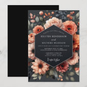 Invitation Mariage Romance d'Automne Floraison de Corail (Devant / Derrière)