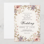 Invitation Mariage Romance de l'arcade en fleurs coupées (Devant / Derrière)