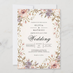 Invitation Mariage Romance de l'arcade en fleurs coupées