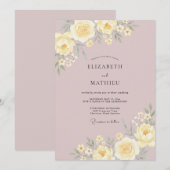 Invitation Mariage Romance Douce Jaune (Devant / Derrière)