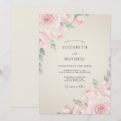 Invitation Mariage Romance Éthérée Rose Pâle (Devant / Derrière)