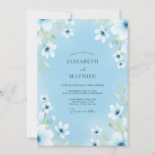 Invitation Mariage Romance Fleur Bleue Douce