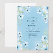 Invitation Mariage Romance Fleur Bleue Douce (Devant / Derrière)