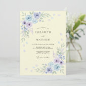 Invitation Mariage Romance Fleur Bleue Pervenche (Debout devant)