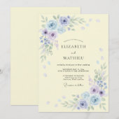Invitation Mariage Romance Fleur Bleue Pervenche (Devant / Derrière)