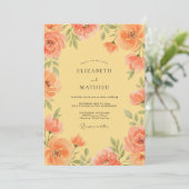 Invitation Mariage Romance Fleur Corail en Fleurs (Debout devant)