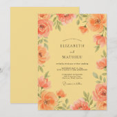 Invitation Mariage Romance Fleur Corail en Fleurs (Devant / Derrière)