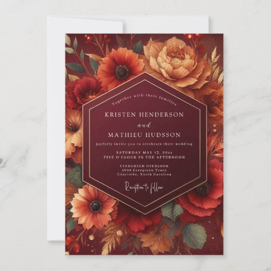 Invitation Mariage Romance Fleur de Bourgogne (Devant)