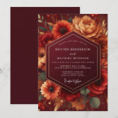 Invitation Mariage Romance Fleur de Bourgogne (Devant / Derrière)