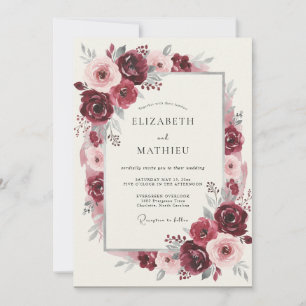 Invitation Mariage Romance Fleur de Bourgogne