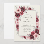 Invitation Mariage Romance Fleur de Bourgogne (Devant / Derrière)