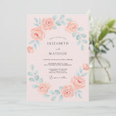 Invitation Mariage Romance Fleur de Corail Doux (Debout devant)