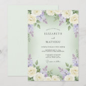 Invitation Mariage Romance Fleur de Crème de Lavande (Devant / Derrière)