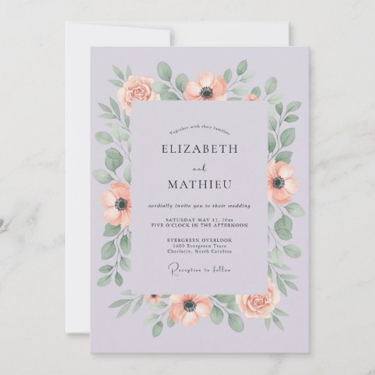 Invitation Mariage Romance Fleur de Lavande Douce (Devant)