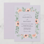 Invitation Mariage Romance Fleur de Lavande Douce (Devant / Derrière)
