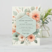 Invitation Mariage Romance Fleur de Pêche (Debout devant)