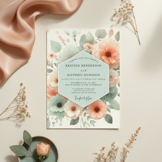 Invitation Mariage Romance Fleur de Pêche