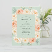 Invitation Mariage Romance Fleur de Pêcher à la Menthe (Debout devant)
