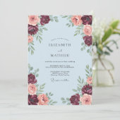 Invitation Mariage Romance Fleur de Robe de Bourgogne (Debout devant)