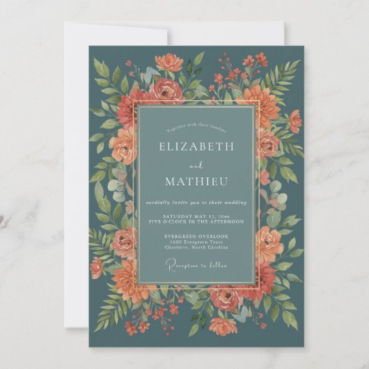 Invitation Mariage Romance Fleur de Thé Amber (Devant)