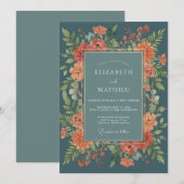 Invitation Mariage Romance Fleur de Thé Amber (Devant / Derrière)