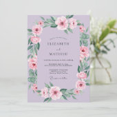 Invitation Mariage Romance Fleur Douce Lavande (Debout devant)
