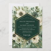 Invitation Mariage Romance Fleur Émeraude (Devant)