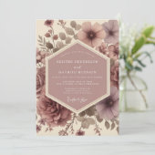 Invitation Mariage Romance Fleur Mauve (Debout devant)