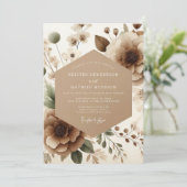 Invitation Mariage Romance Fleur Taupe (Debout devant)