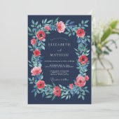 Invitation Mariage Romance Fleurie de Navy (Debout devant)