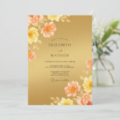 Invitation Mariage Romance Fleurie Pêche Dorée (Debout devant)
